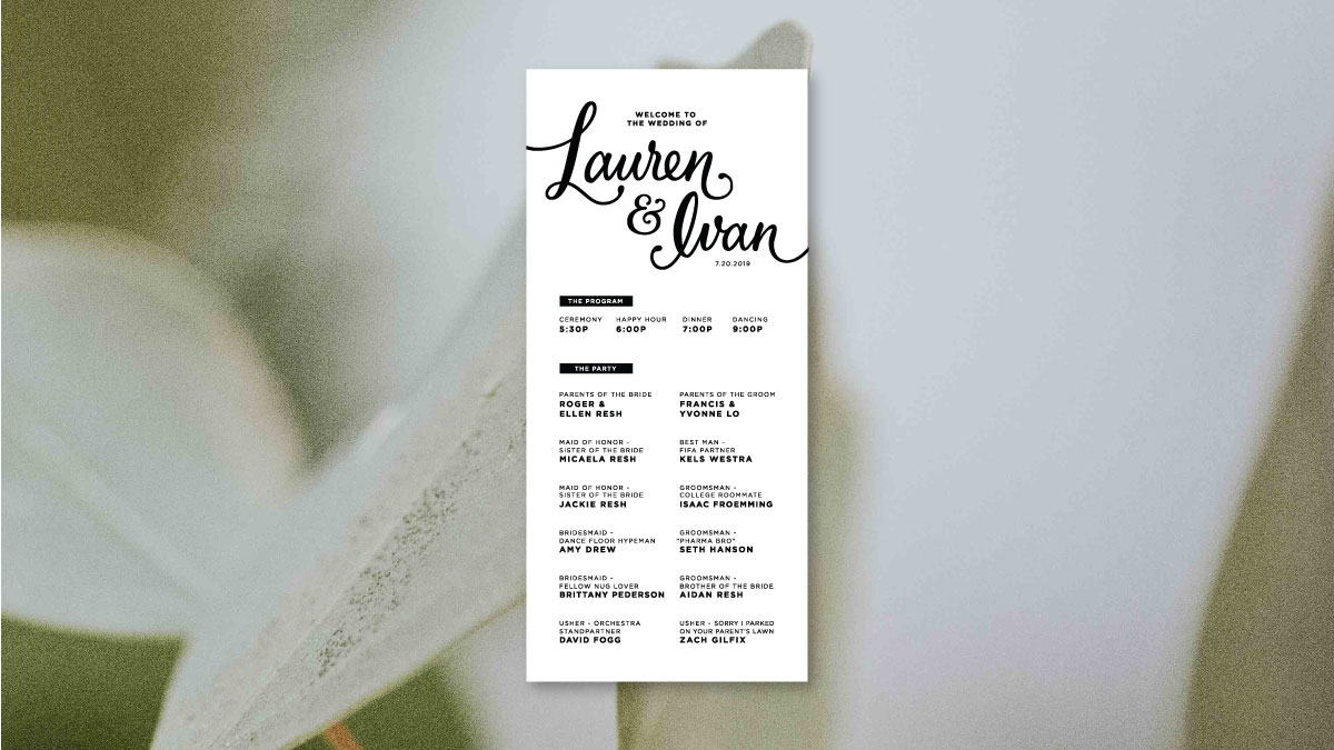 Lauren & Ivan's Wedding Program